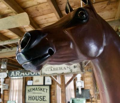The replica of Evenmist Concorde has a detachable lower jaw which made it easier to swap the merchandise it modeled at Tinkham’s tack shop—or horse supply store—which was located on Everett Street.