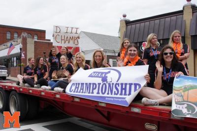 The Middleboro High School softball team during the parade June 18 to celebrate their state championship win. Source: Middleboro High School