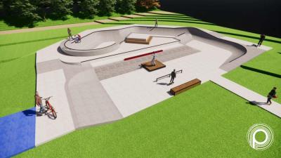 The skate park will include half-pipes, rails, a bowl and other ramps and features for skateboarders, bikers and scooter riders.
