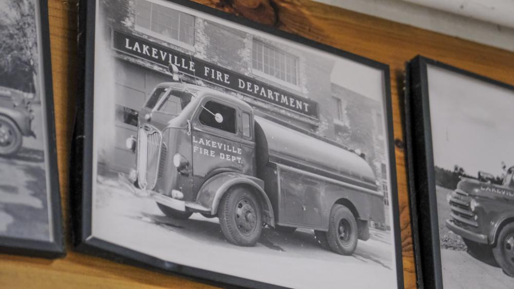 A historical photo of a Lakeville Fire Department apparatus from the early days of the department. The department operates out of the same building this apparatus did. NONE