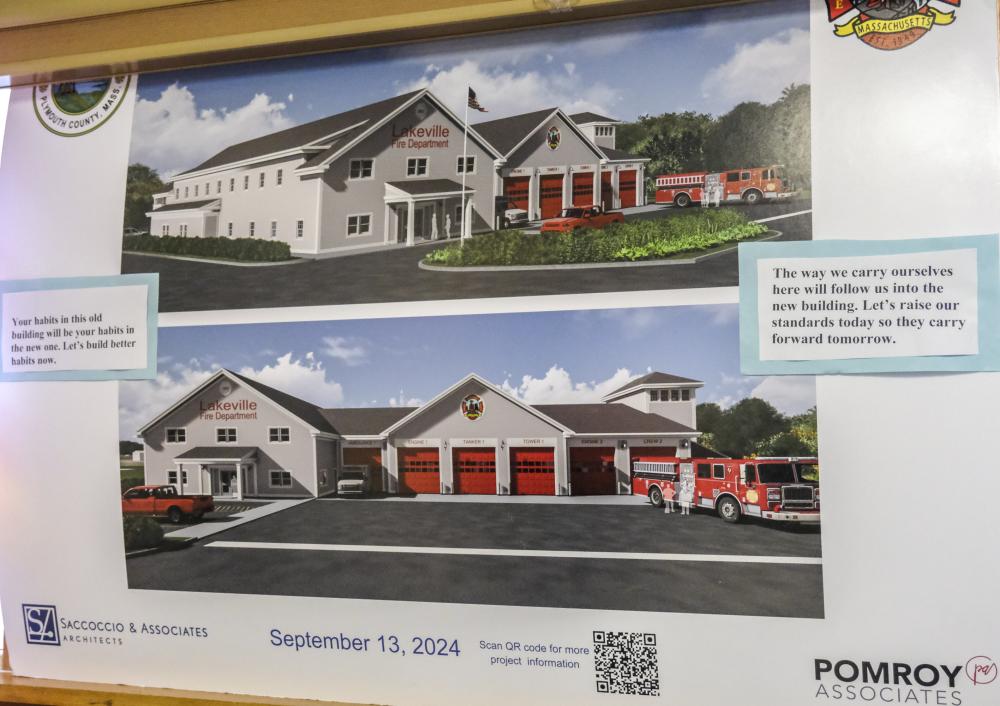Motivational notes are posted on the architectural rendering of the new station that will be completed in 2027. NONE