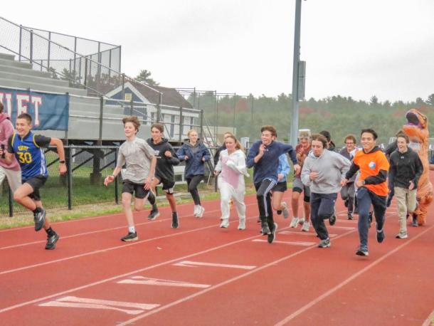 The Apponequet High School cross country team sprints at a practice at the school Oct. 29. Photos by Grace Roche