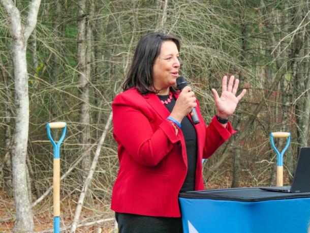 Lt. Governor Kimberly Driscoll speaks at the groundbreaking ceremony held on West Grove Street on Wednesday, Nov. 5. 