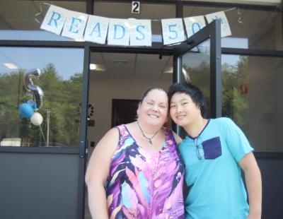 Rebekah Marchilena, Director of the Deaf and Hard of Hearing program at READS, with her son and READS student Charlie Marchilena.
