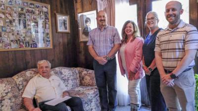 Left to right: Daniel Fernandes poses with Christopher Plonka, Maureen Candito, Lorraine Carboni and Andrew Sukeforth.