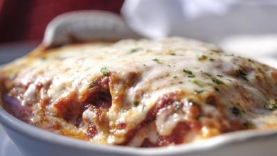 The lasagna parmesan dish at Lorenzo’s Restaurant and Bar.
