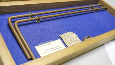 The original divining rods used by Middleboro dowser Charles Harris.