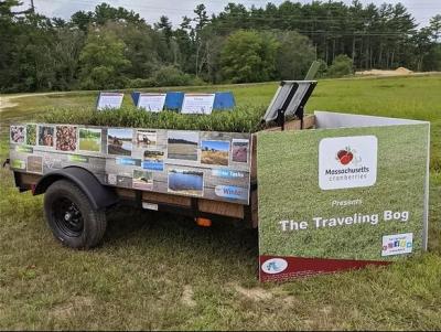 The traveling cranberry bog teaches about the growth and harvest of cranberries. 