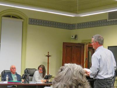 Brian Grady addresses the Select Board at the Oct. 20 meeting. 