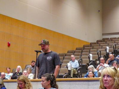 Josh Cummings speaks during the Special Town Meeting. Josh Cummings speaks during the Special Town Meeting.