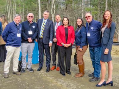 Middleboro officials, Driscoll and state Sen. Kelly Dooner pose together. 