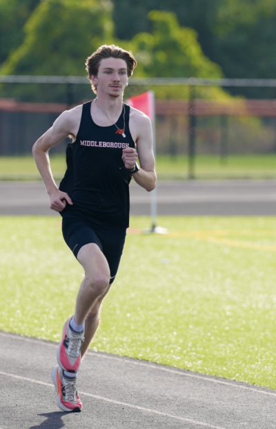 Atley Phinney runs at a previous event for Middleboro High School. Photo source: Amber Spears