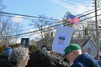 A more joking sign protesting President Donald Trump.