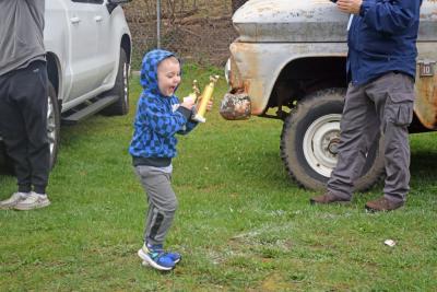 Zablocki, happily holds his trophy.
