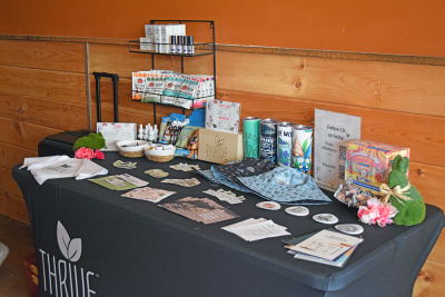 Thrive's table with CBD products.