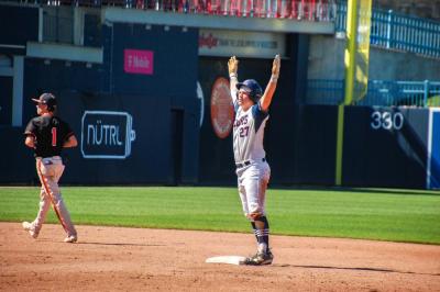 Sean Lundrigan celebrates his double. 