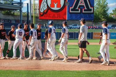 Middleboro and Apponequet shake hands after the game. 