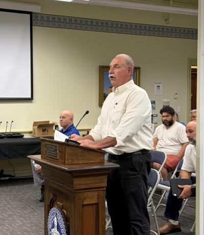 Search Committee Chair Joseph Mandile speaks to the Select Board. Photo by Christian Uva