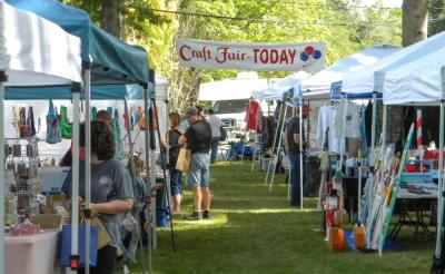 Visitors peruse the various booths.