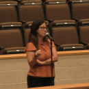 Bridget Kearns makes a public comment during the committee meeting. 