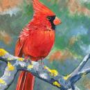 A cardinal pained by artist Elsie Goldstein. Photo source: Lakeville Public Library