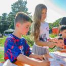 From left: Jaxton Olivier, 5, Zella Ladetto, 10, Wilder King, 3, Maverick Olivier, 5, and Heather Olivier at the Lakeville Arts and Music Festival on Oct. 4.