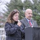 Maureen Candito and Christopher Plonka speak on the sacrifices of veterans. Photo by Sam Tucker