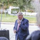 Norman Orrall speaks at the first pitstop during the Lakeville veteran’s day events. Photo by Sam Tucker