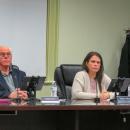 Select Board members Thomas White and Teresa Farley listen to the decision of the Charter Review Committee at the Monday, Nov. 17 Select Board meeting. Photo by Grace Roche