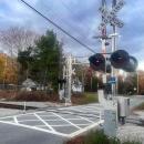 The North Precinct Street crossing, one of the three railroad crossings in Lakeville, where future upgrades could bring about a Quiet Zone designation. 