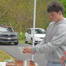 Matthew Barriga of Lakeville enjoys some baked goods.