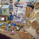 Some wooden pieces, such as toys and signs. 