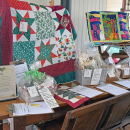 The quilts in the Lakeville silent auction. 