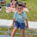 Miles Kruja, 3, takes a break. 