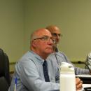 Interim Town Manager Robert Nunes, forward, during his fiscal status update. Photo by Christian Uva