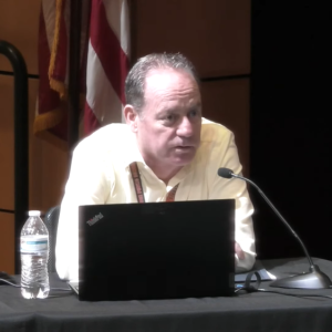 Michael Perrone, the district’s interim superintendent, presents during the superintendent's report at the Sept. 25 school committee meeting. 