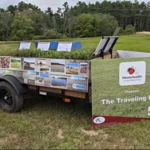 The traveling cranberry bog teaches about the growth and harvest of cranberries. 