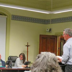 Brian Grady addresses the Select Board at the Oct. 20 meeting. 