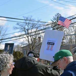 A more joking sign protesting President Donald Trump.