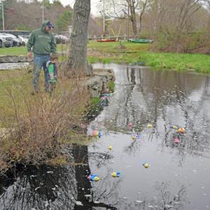 Ethan, 4, looks down at the ducks. 