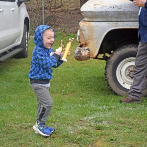 Zablocki, happily holds his trophy.