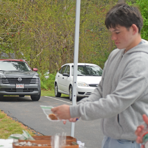 Matthew Barriga of Lakeville enjoys some baked goods.