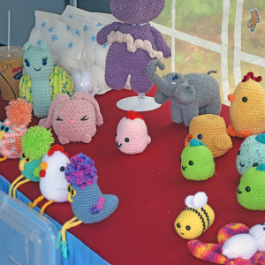 Crocheted creatures. 
