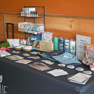 Thrive's table with CBD products.