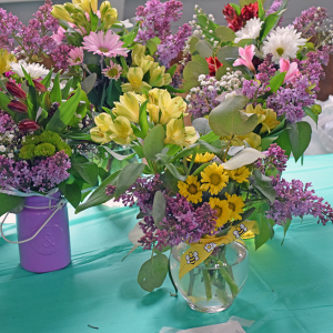 Bouquets arranged for Mother's Day at the Lakeville plant sale.