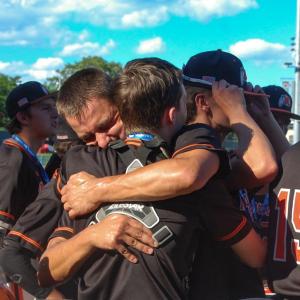 Middleboro players embrace as they celebrate their win. 