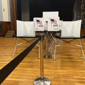 Empty voting booths. File photo