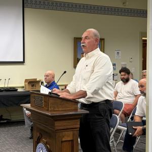 Search Committee Chair Joseph Mandile at a recent Middleboro Select Board meeting. Photo by Christian Uva