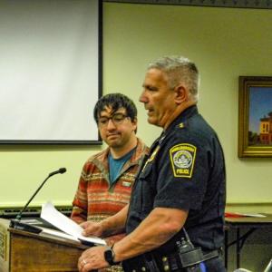 Police Chief Robert Ferreira recommended that the town not do business with Matthew Glaser, left, of BOLD Media until he came up with a suitable traffic plan and pay all bills ahead of time. Photo by Christian Uva