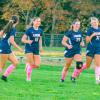 Apponequet Regional High Schools girls soccer players celebrate after scoring a goal. Photos by Grace Roche